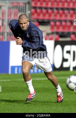 England's David Beckham in action during training Stock Photo