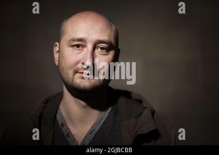 FILES 20151112  Russian journalist and author Arkady Babchenko photographed in Stockholm, Sweden, on Nov. 12, 2015, as he was awarded Swedish PEN's Tucholsky Prize. Babchenko was shot and killed in Kiev on May 29, 2018. Photo: Marcus Ericsson / TT / code11470 Stock Photo