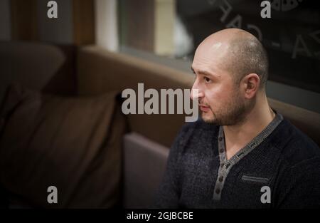 FILES 20151112 Russian journalist and author Arkady Babchenko photographed in Stockholm, Sweden, on Nov. 12, 2015, as he was awarded Swedish PEN's Tucholsky Prize. Babchenko was shot and killed in Kiev on May 29, 2018. Photo: Marcus Ericsson / TT / code11470  Stock Photo