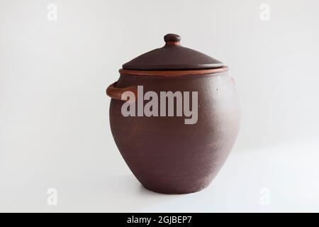 clay pots for storing food isolated white background Stock Photo - Alamy