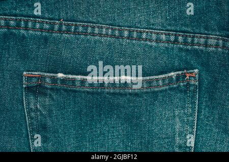 A denium blue jean pocket shot up close Stock Photo