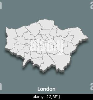 3d isometric map of London is a city of United Kingdom , vector illustration Stock Vector