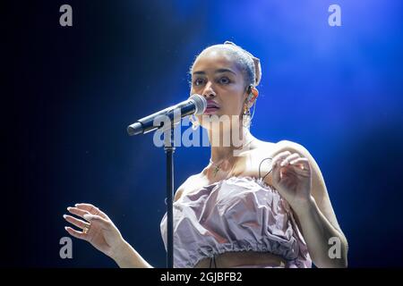 GOTEBORG 2018-08-09 English singer Jorja Smith performs at musicfestival Way Out West in Gothenburg, Sweden August 9, 2018. Photo Bjorn Larsson Rosvall / TT / Kod 9200  Stock Photo