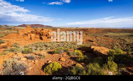 Overview of Wupatki ruins, Wupatki National Monument, Arizona. (Editorial Use Only) Stock Photo