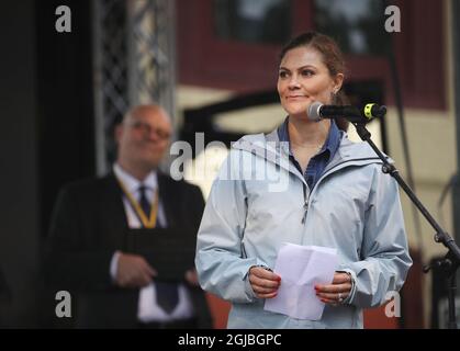 DALSLAND 2018-08-31 Crown Princess Victoria at the Haverud Aqueduct during her province walk in the province of Dalsland, West Sweden on Friday. The Dalsland Calal is celebrating its 150 years anniversary Photo Adam Ihse / TT kod 9200  Stock Photo