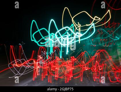 USA, California, Paso Robles. Abstract light painted image at night. Stock Photo