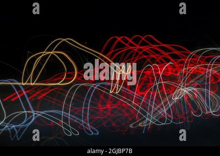 USA, California, Paso Robles. Abstract light painted image at night. Stock Photo