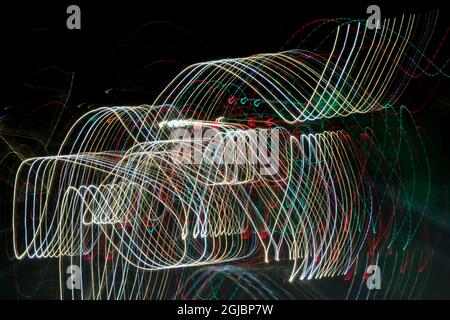 USA, California, Paso Robles. Abstract light painted image at night. Stock Photo