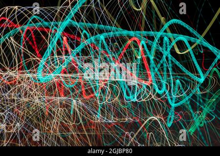USA, California, Paso Robles. Abstract light painted image at night. Stock Photo