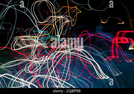 USA, California, Paso Robles. Abstract light painted image at night. Stock Photo