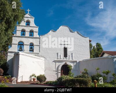 USA, California, San Diego. The exterior front of the Mission Basilica San Diego de Alcala near San Diego California USA. Stock Photo