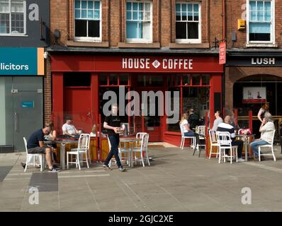 A coffee shop in High Street, Worcester, Worcestershire, England, UK Stock Photo
