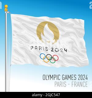 Paris, France, Year 2024, flag of the Olympic Games in Paris, vector illustration Stock Photo