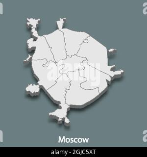 3d isometric map of Moscow is a city of Russia , vector illustration Stock Vector