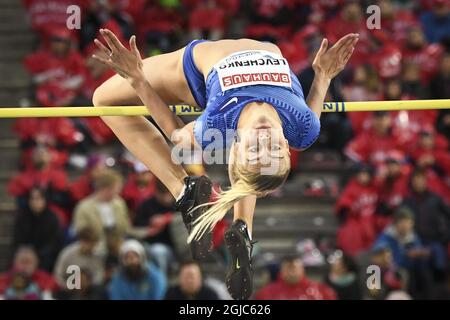 Yuliya Levchenko of Ukraine in action to place second in the women's high jump event during the IAAF Diamond League meeting at Stockholm Olympic Stadium in Stockholm, Sweden, on May 30, 2019. Photo Fredrik Sandberg / TT 7 code 10080  Stock Photo