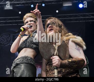 Sweden Rock Festival 2019. Ylva Eriksson och Joakim LindbÃ¤ck Eriksson, Brothers of Metal. 2019-06-08 (c) NILSSON RICKARD / Aftonbladet / TT * * * EXPRESSEN OUT * * * AFTONBLADET / 85703  Stock Photo