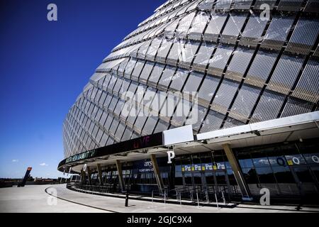 An exterior the Tele2 Arena in Stockholm, Sweden, on June 22, 2019. The International Olympic Committee (IOC) will in Lausanne, Switzerland on June 24, 2019 elect the host city for the 2026 Winter Olympics. The two remaining host cities in the election process are Stockholm-Are, Sweden, and Milan–Cortina d'Ampezzo, Italy. Photo Erik Simander / TT kod 11720 Stock Photo