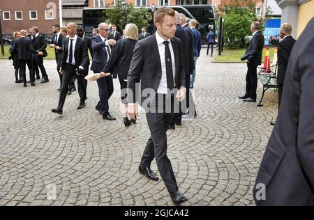 Swedish national soccer player Sebastian Larsson arrives for the funeral of former UEFA President Sweden's Lennart Johansson at Katarina Church in Stockholm, Sweden, on June 26, 2019. Johansson died on June 4 at the age of 89 Photo: Anders Wiklund / TT / code 10040  Stock Photo