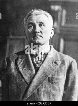 PARIS, FRANCE 1945-08-09 Joseph Darnand, Secretary-General of the Vichy France militia and Secretary of State for maintenance of order during the last year of the Vichy regime, and a Major in the Waffen SS, at Palais de Justice in Paris August 9 1945. He was eventually condemned to death for treason. Photo: AB Text & Bilder / SVT / Kod: 5600  Stock Photo