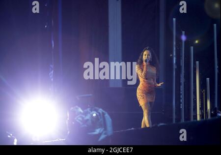 Singer Jorja Smith performs at the Way out West music festival Gothenburg, Sweden August 8, 2019 Foto: Adam Ihse / TT / Kod 9200  Stock Photo