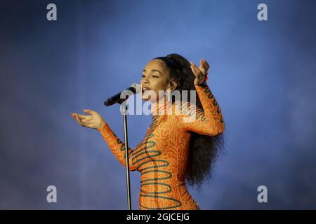 Singer Jorja Smith performs at the Way out West music festival Gothenburg, Sweden August 8, 2019 Foto: Adam Ihse / TT / Kod 9200  Stock Photo