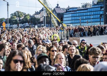 Climate demonstrators march in Stockholm, Sweden. Youth and students across the world are taking part in a student strike movement called Friday For Future. 70000 people participated in the march from Medborgaplatsen to KungstrÃ¤dgÃ¥rden. Global Youth Climate Strike in Stockholm, 2019-09-27 (c) ORRE PONTUS / Aftonbladet / TT * * * EXPRESSEN OUT * * * AFTONBLADET / 85527  Stock Photo