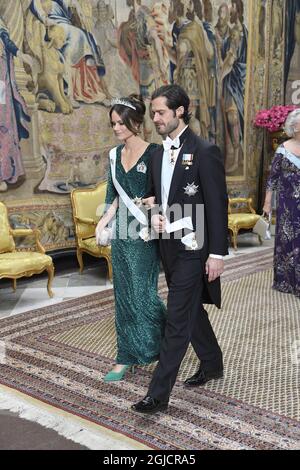 STOCKHOLM 2019-11-12 Princess Sofia and Prince Carl Philip arrive to an official dinner at the Royal Palce in Stockholm, Sweden November 12, 2019. Foto Karin Tornblom/TT kod 2377 **** BETALBILD**  Stock Photo