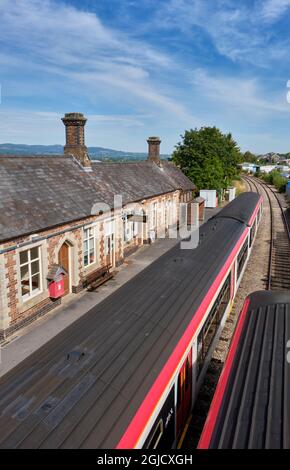 Train at Llandrindod Wells Station, Llandrindod Wells, Powys, Wales Stock Photo