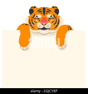 tiger cub with empty template for text Stock Vector