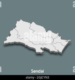 Sendaf Map Sendai map. Detailed map of Sendai city administrative area. Cityscape ...