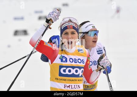 Ebba Andersson, of Sweden, and Therese Johaug, of Norway, from left ...