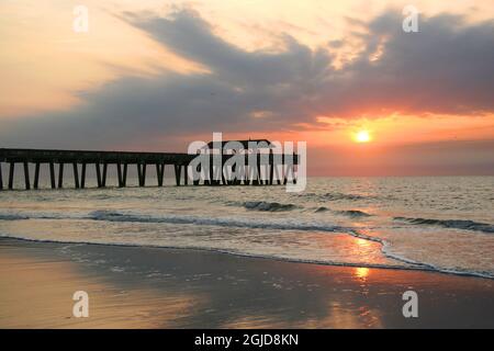 Sunrise on Tybee Island Beach, Georgia, USA Stock Photo