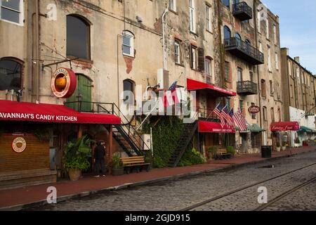 USA, Georgia, Savannah. Savannah's Candy Kitchen facade. Stock Photo