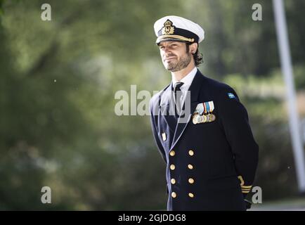 Prince Carl Philip attending Sweden's Veterans Day at the Maritime History Museum in Stockholm, Sweden, May 29, 2020. Photo: Pontus Lundahl / TT / code 10050  Stock Photo