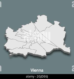 3d isometric map of Vienna is a city of Austria , vector illustration Stock Vector