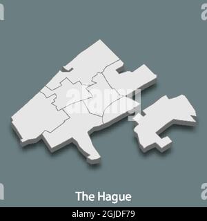 3d isometric map of The Hague is a city of Netherlands, vector illustration Stock Vector