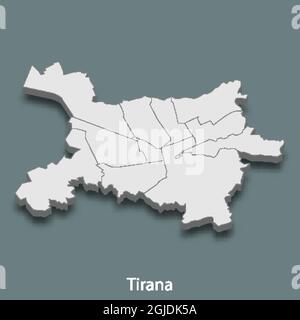 3d isometric map of Tirana is a city of Albania , vector illustration Stock Vector