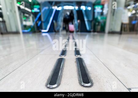 Tactile guideways for the visually impaired, blind people. Photo: Amir Nabizadeh / TT code 12040  Stock Photo