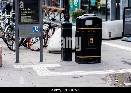 Tactile paving, tactile guideways for the visually impaired, blind people. Photo: Amir Nabizadeh / TT code 12040  Stock Photo