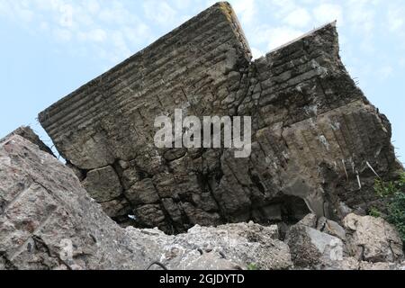 Goniadz, Poland - July 17, 2021: This polish casemate was constructed in 30s as part of the Osowiec fortress. Podlaskie Voivodeship Stock Photo