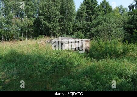 Goniadz, Poland - July 17, 2021: This polish casemate was constructed in 30s as part of the Osowiec fortress. Podlaskie Voivodeship Stock Photo