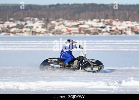 MOTALA 20210206 Ice speedway in Knappaviken on Lake Boren in Motala, Sweden, February 06, 2021. Photo Jeppe Gustafsson / TT / code 71935  Stock Photo