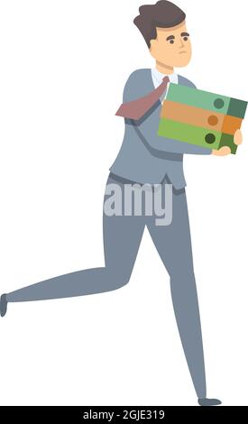 Employee running icon cartoon vector. Late worker. Deadline time Stock Vector