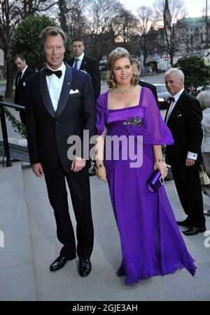 Grand Duke Henri and Grand Duchess MariaTeresa of Luxembourg arrive to the Nordiska museet in Stockholm for an Gala dinner an concert Stock Photo