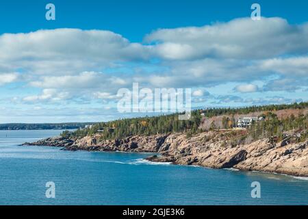 USA, Maine, Mt. Desert Island, Seal Harbor, coastal view, autumn Stock Photo