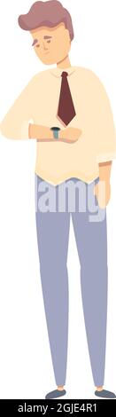 Late for meeting icon cartoon vector. Time watch. Hurry man Stock Vector