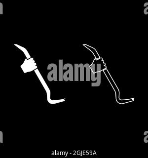 Crowbar in hand holding tool use Arm using Multifunctional utility bar icon white color vector illustration flat style simple image set Stock Vector