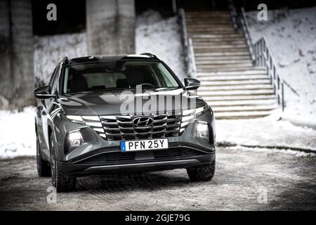 Brussels, Belgium, Jan 09, 2020: Hyundai Tucson Mild Hybrid