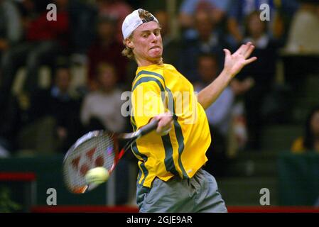 Australia's Lleyton Hewitt in action against Sweden's Thomas Enqvist  Stock Photo