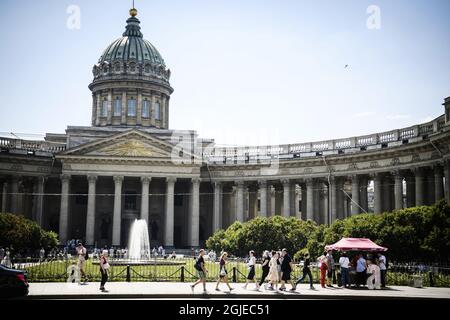 Kazan Cathedral or Kazanskiy Kafedralniy Sobor, also known as the Cathedral of Our Lady of Kazan, a Russian Orthodox Church in Saint Petersburg, Russia. Photo: Erik Simander / TT / code 11720  Stock Photo